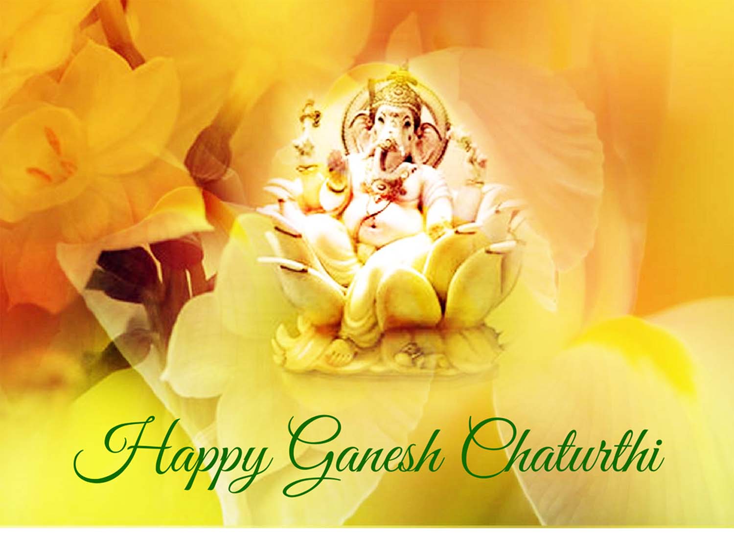 Lovely Happy Ganesh Chaturthi wallpaper in flowers!