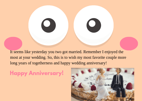 Happy anniversary to couple