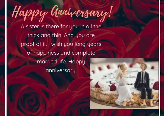 Happy anniversary for sister