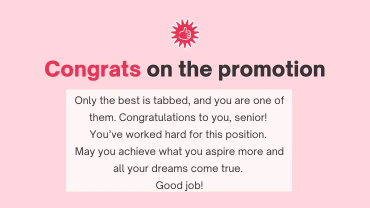 congratulations on job promotion