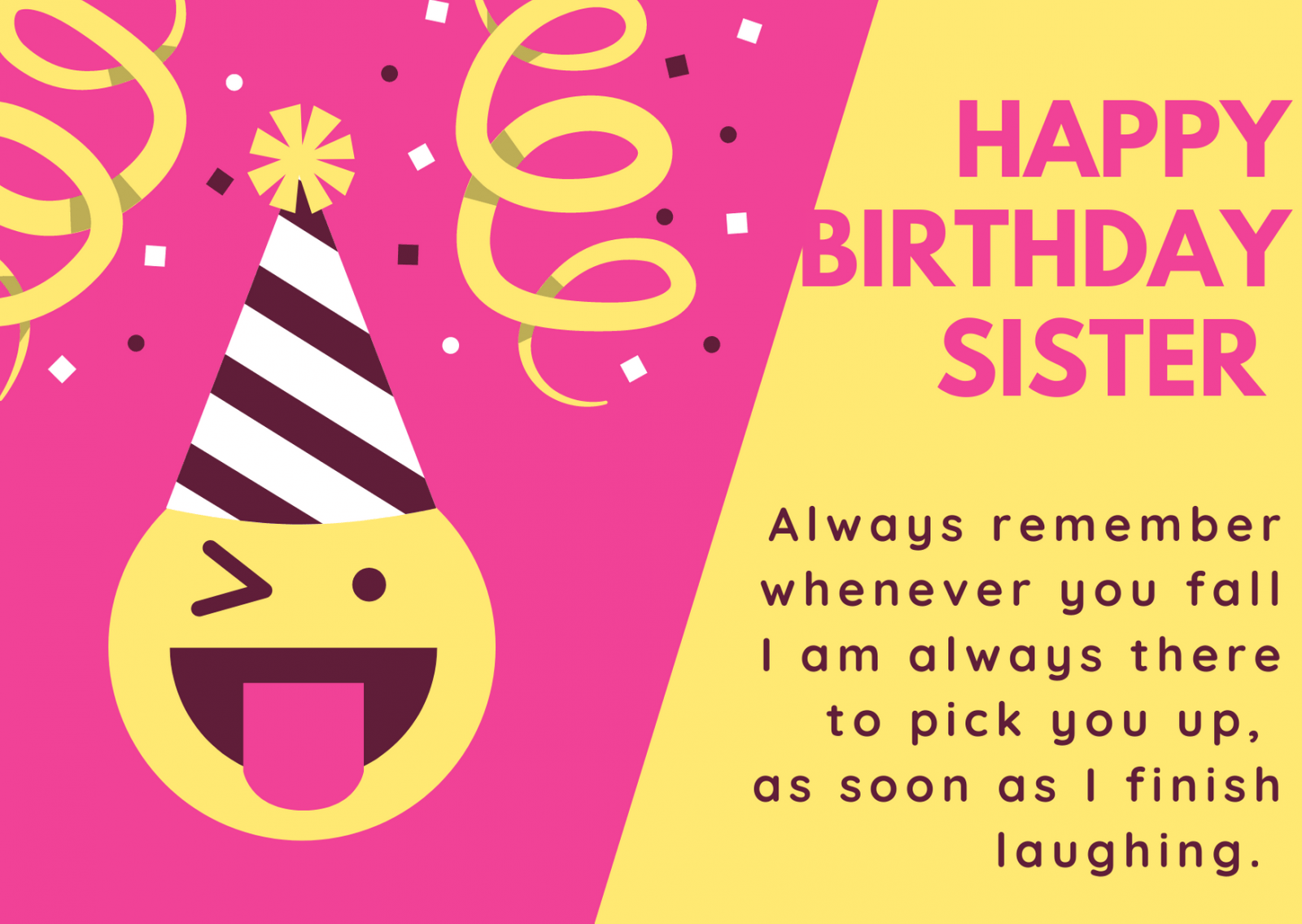 funny birthday card messages for sister birthdaybuzz - free printable ...